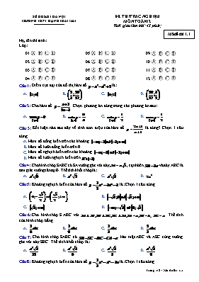 Đề thi trắc nghiệm môn Toán 12 - Mã đề thi 1.1 - Trường THPT Đặng Thai Mai